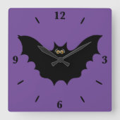 Halloween Black Bat Square Wall klok (Voorkant)