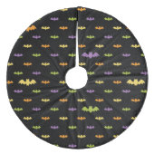 Halloween Black Bats Holiday Custom Retro Fleece Kerstboom Rok (Voorkant)