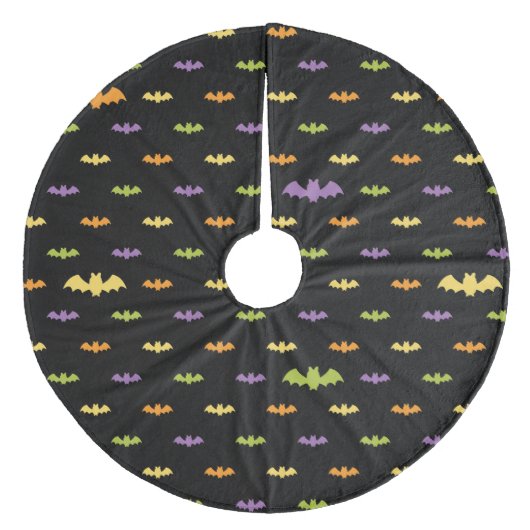 Halloween Black Bats Holiday Custom Retro Fleece Kerstboom Rok (Voorkant)