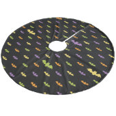 Halloween Black Bats Holiday Custom Retro Fleece Kerstboom Rok (Gekanteld)