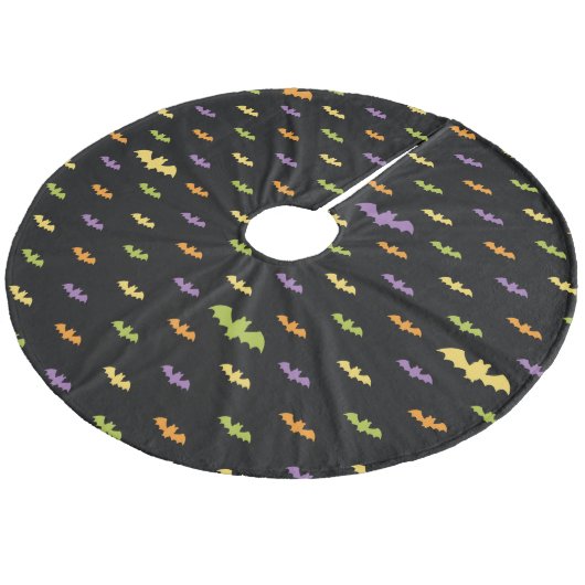 Halloween Black Bats Holiday Custom Retro Fleece Kerstboom Rok (Gekanteld)