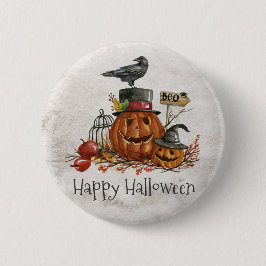 Halloween Black Bird en pompoenen | Button