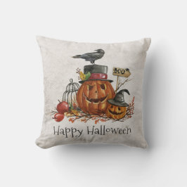 Halloween Black Bird en pompoenen | Sierkussens Kussen