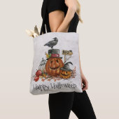 Halloween Black Bird en pompoenen | Tote bag (Dichtbij)