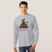  Halloween Black Bird Pumpkins Sleeve Shirt (Voorkant volledig)