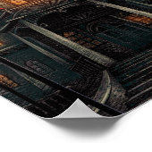 Halloween Black Blue Oranje Haunted Manor Poster (Hoek)