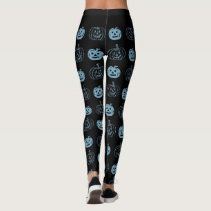 Halloween Black Blue Pumpkin Pattern Costuum Leggings