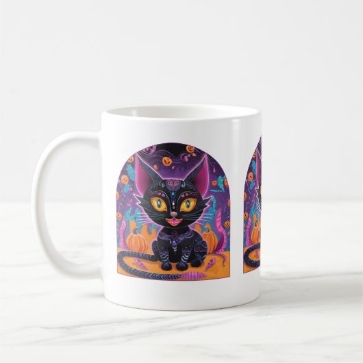 Halloween Black Cat Alebrije Koffiemok (Links)