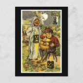Halloween Black Cat and Boy Briefkaart (Voorkant)