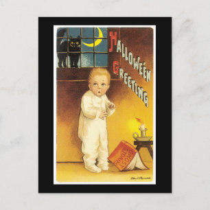 Halloween Black Cat and Child Briefkaart
