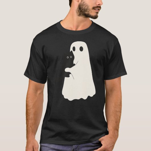 Halloween Black Cat And Ghost Cats Ghosts Retro Gr T-shirt (Voorkant)