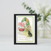 Halloween Black Cat and Girl Briefkaart (Staand voorkant)