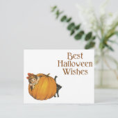 Halloween Black Cat and Girl Briefkaart (Staand voorkant)