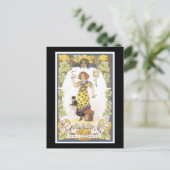 Halloween Black Cat and Girl Briefkaart (Staand voorkant)