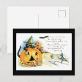 Halloween Black Cat and Mouse Briefkaart (Voorkant / Achterkant)