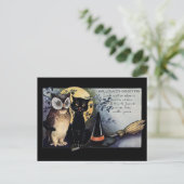 Halloween Black Cat and Owl Briefkaart (Staand voorkant)