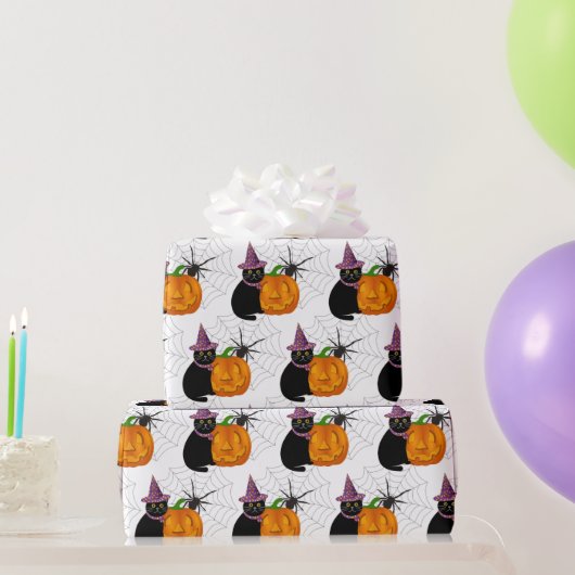 Halloween Black Cat and Pumpkin Pattern Craft Cadeaupapier (Feestgeschenken)