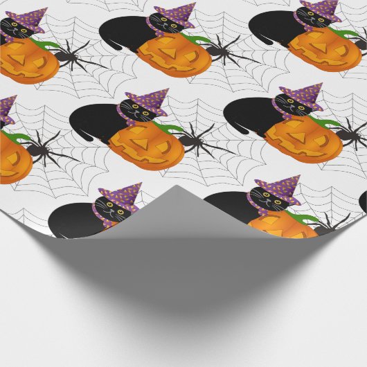 Halloween Black Cat and Pumpkin Pattern Craft Cadeaupapier (Hoek)