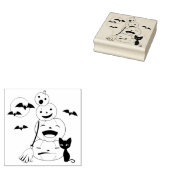 Halloween Black Cat and Pumpkins Color Me Rubberstempel (Gestempeld)