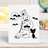 Halloween Black Cat and Pumpkins Colour Page Poster