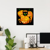 Halloween Black Cat and Pumpkins poster (Thuiskantoor)
