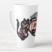 Halloween black cat and raven latte mok (Linkerhoek)