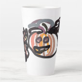 Halloween black cat and raven latte mok (Voorkant)