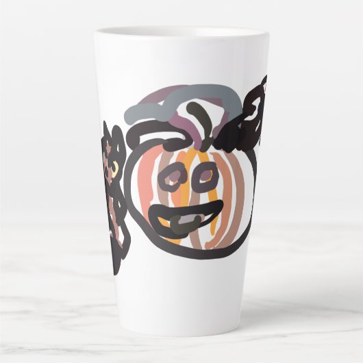 Halloween black cat and raven latte mok (Voorkant)