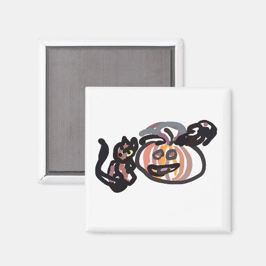 Halloween black cat and raven magneet (Voorkant / Achterkant)