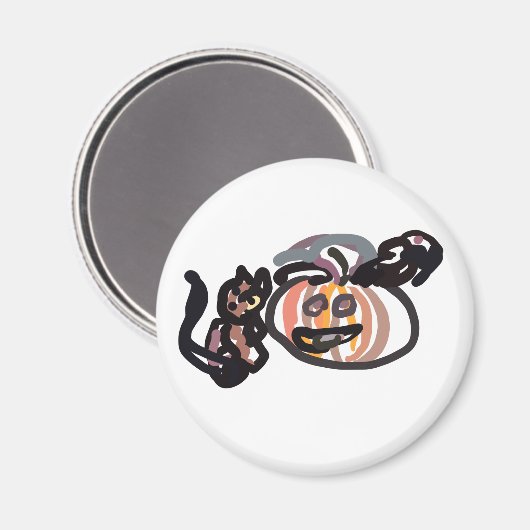 Halloween black cat and raven magneet (Voorkant / Achterkant)