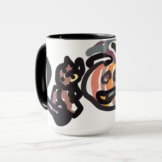 Halloween black cat and raven mok (Voorkant links)