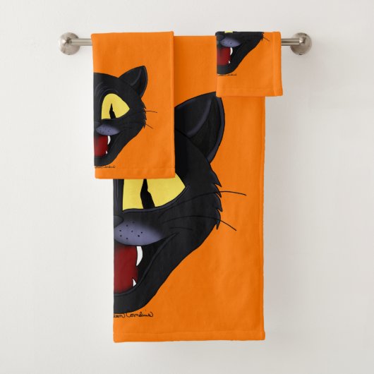Halloween Black Cat Bad Handdoek (Insitu)