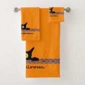 Halloween Black Cat Bad Handdoek (Insitu)