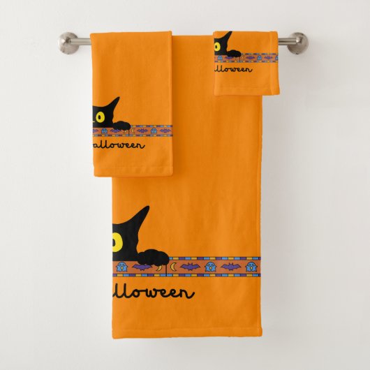 Halloween Black Cat Bad Handdoek (Insitu)