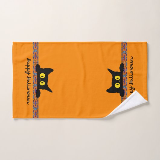 Halloween Black Cat Bad Handdoek (Handdoek)