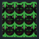 Halloween Black Cat Bandana<br><div class="desc">Deze geweldige banaan heeft een zwarte kat met puntige oren,  heldere groene ogen en een sluwe rode grijs. Dit griezelige kat is perfect voor Halloween of voor kattenliefhebbers.</div>