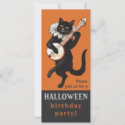 Halloween Black cat banjo CC1162 verjaardagsfeest Kaart (Voorkant)