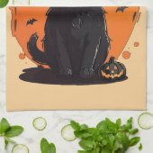 Halloween Black Cat, Black Jack O' Lantern Theedoek (Gevouwen)