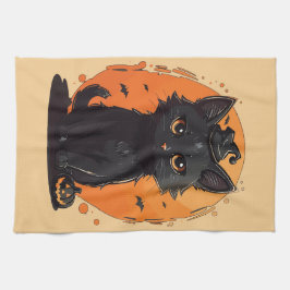 Halloween Black Cat, Black Jack O' Lantern Theedoek