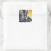 Halloween Black Cat & Black Mouse Waterverf Art Vierkante Sticker (Tas)