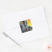 Halloween Black Cat & Black Mouse Waterverf Art Vierkante Sticker (Envelop)