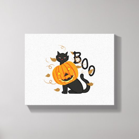 Halloween Black cat Boo Canvas Afdruk (Voorkant)