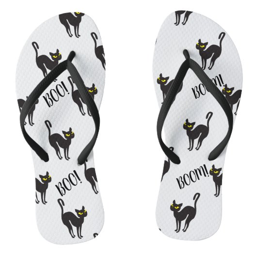 Halloween Black Cat, Boo. Dierengeschenken stutten Teenslippers (Voetbed)