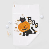 Halloween Black cat Boo Golfhanddoek (Insitu)