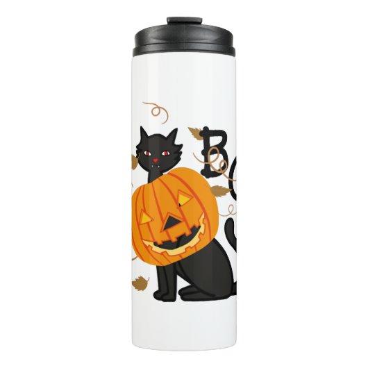 Halloween Black cat Boo Thermosbeker (Voorkant)