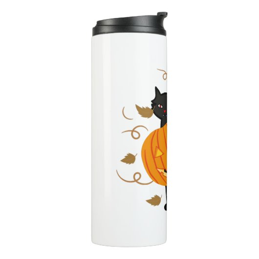 Halloween Black cat Boo Thermosbeker (Gedraaid links)