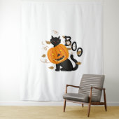 Halloween Black cat Boo Wandkleed (In situ)