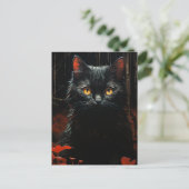 Halloween Black Cat Briefkaart (Staand voorkant)