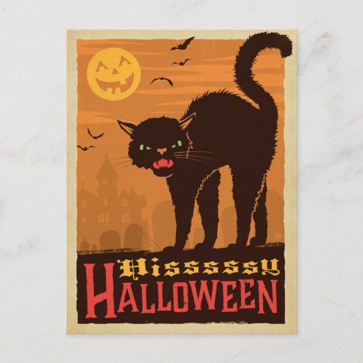 Halloween Black Cat Briefkaart (Voorkant)