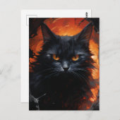 Halloween Black Cat Briefkaart (Voorkant / Achterkant)